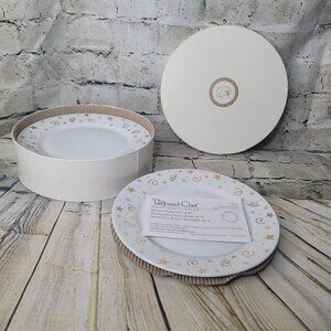 Pampered Chef Celebration Holiday Dessert Appetizer Plates Box of 4 1996 8"